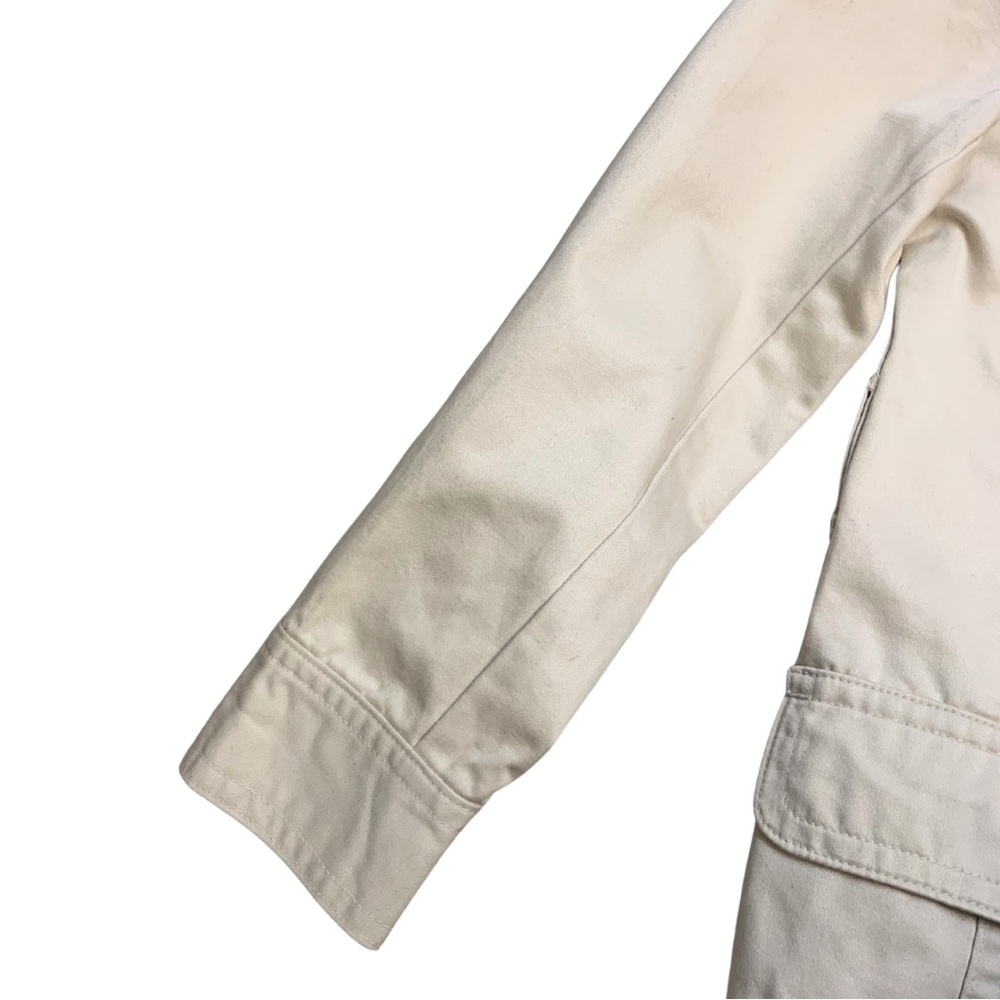 Gap Short Trench Coat Beige Tan XS Jacket Cotton Fisherman Utilitarian Coastal - Picture 4 of 10